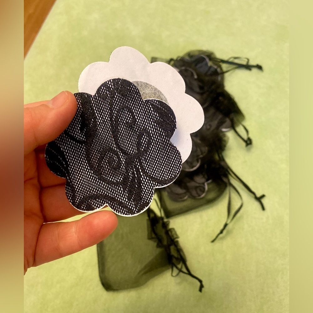 Elegant Black Lace Floral Patches for under bra using
